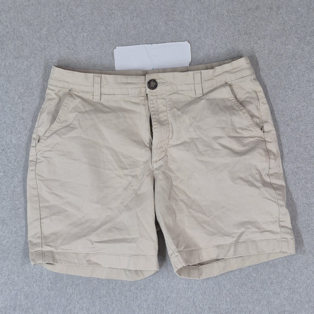 Chubbies Men Shorts 32 Beige Chino Twill Logo 7" Inseam Regular Fit